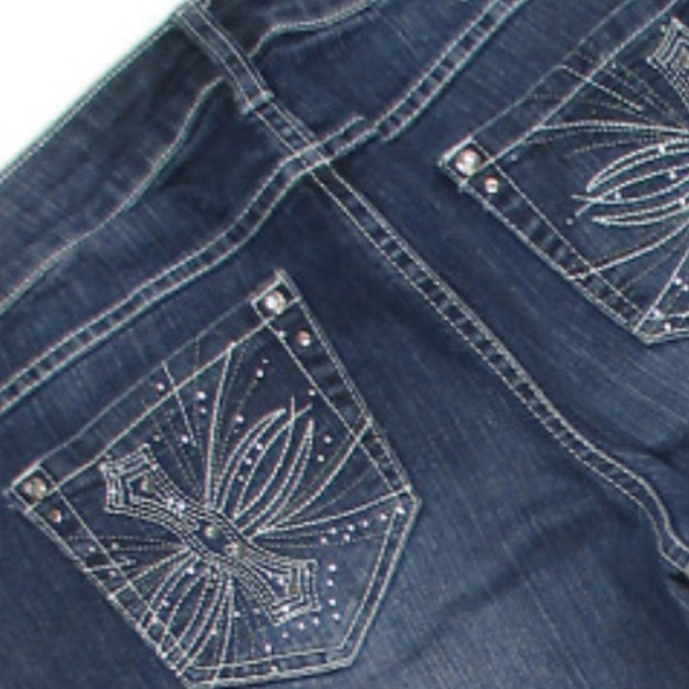 One 5 One Women’s Bootcut Blue Jeans 8 Embellished Denim Glam Casual Everyday